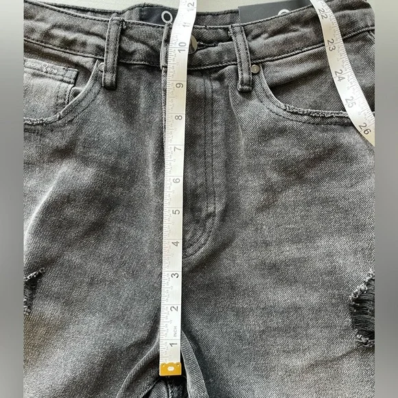 Insane Gene new with tags high waist girlfriend jeans size 24 fray black denim - Picture 7 of 13